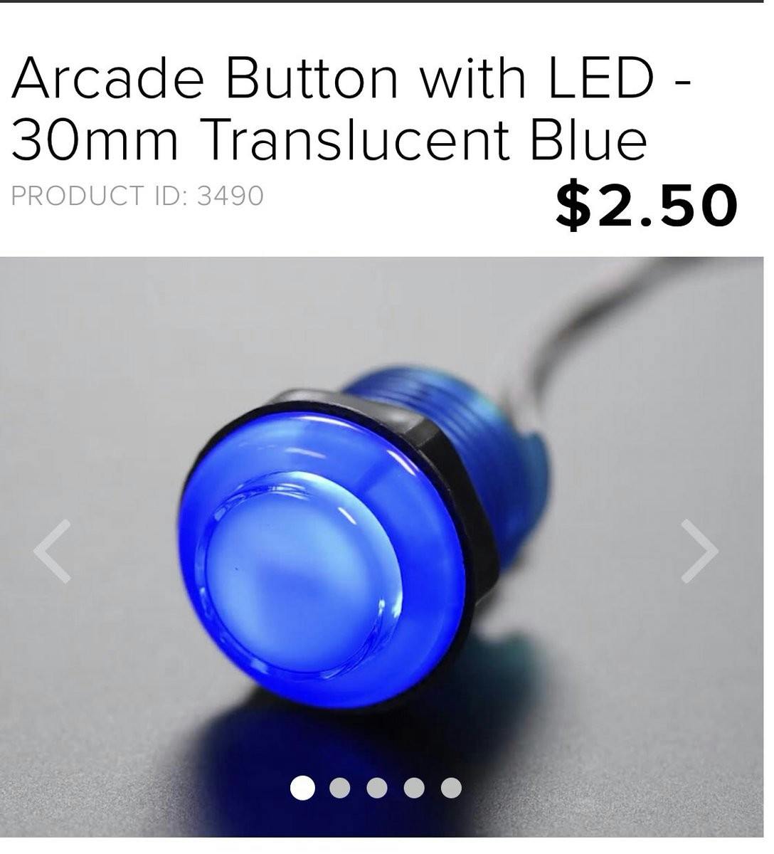 @adafruit Arcade Button with LED - 30mm Translucent Blue
